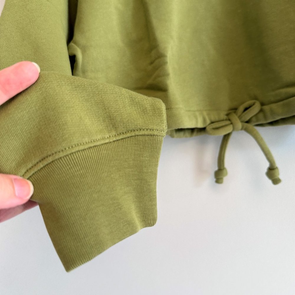 Rebecca Taylor NEW Light Olive Drawstring-Hem Crop Sweatshirt Women MEDIUM $195 - Picture 10 of 13